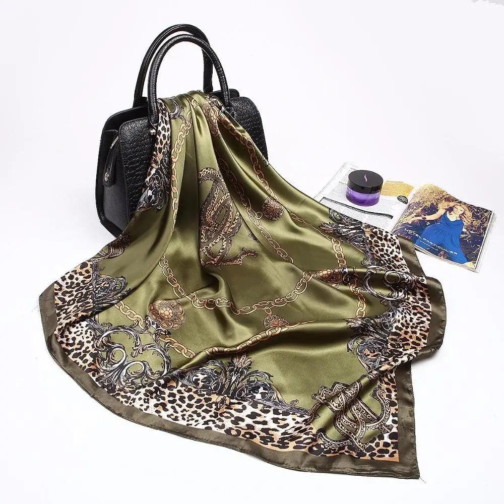 New Elegance Fashionable Scarves for Women Shawl Print Silk Satin Hijab Scarf Female Bandana 90*90cm Luxury Square Shawls Scarfs For Ladies Stevvex