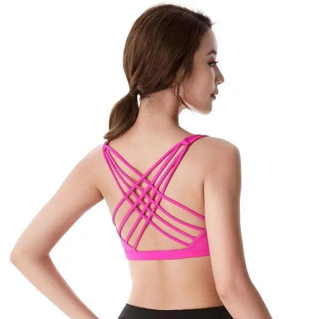 New Elegance Fitness Sports Bra for Women Push Up Wirefree Padded Crisscross Strappy Running Gym Training Workout Yoga Underwear Crop Tops Stevvex