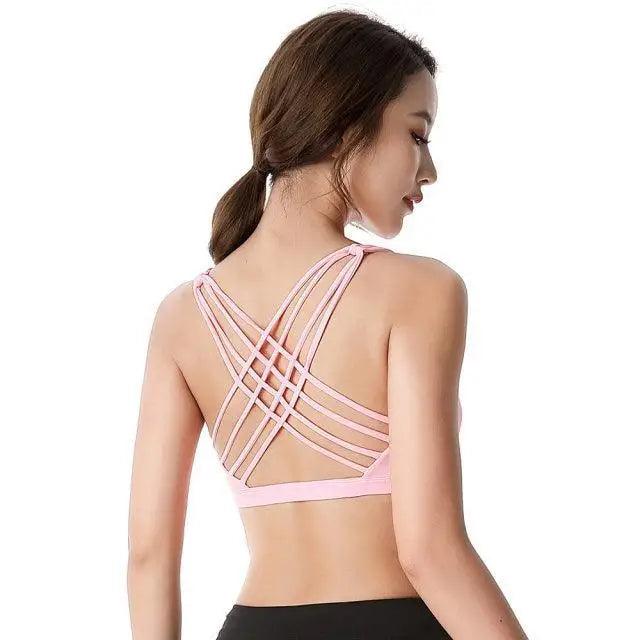 New Elegance Fitness Sports Bra for Women Push Up Wirefree Padded Crisscross Strappy Running Gym Training Workout Yoga Underwear Crop Tops Stevvex