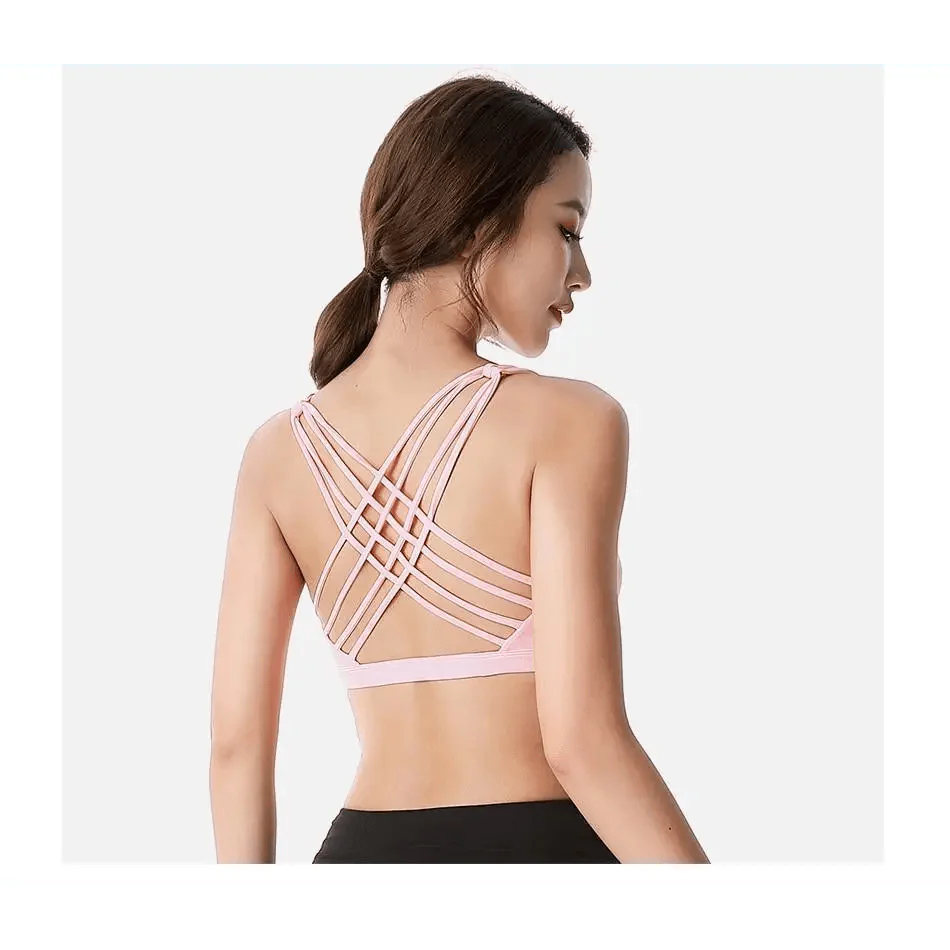 New Elegance Fitness Sports Bra for Women Push Up Wirefree Padded Crisscross Strappy Running Gym Training Workout Yoga Underwear Crop Tops Stevvex