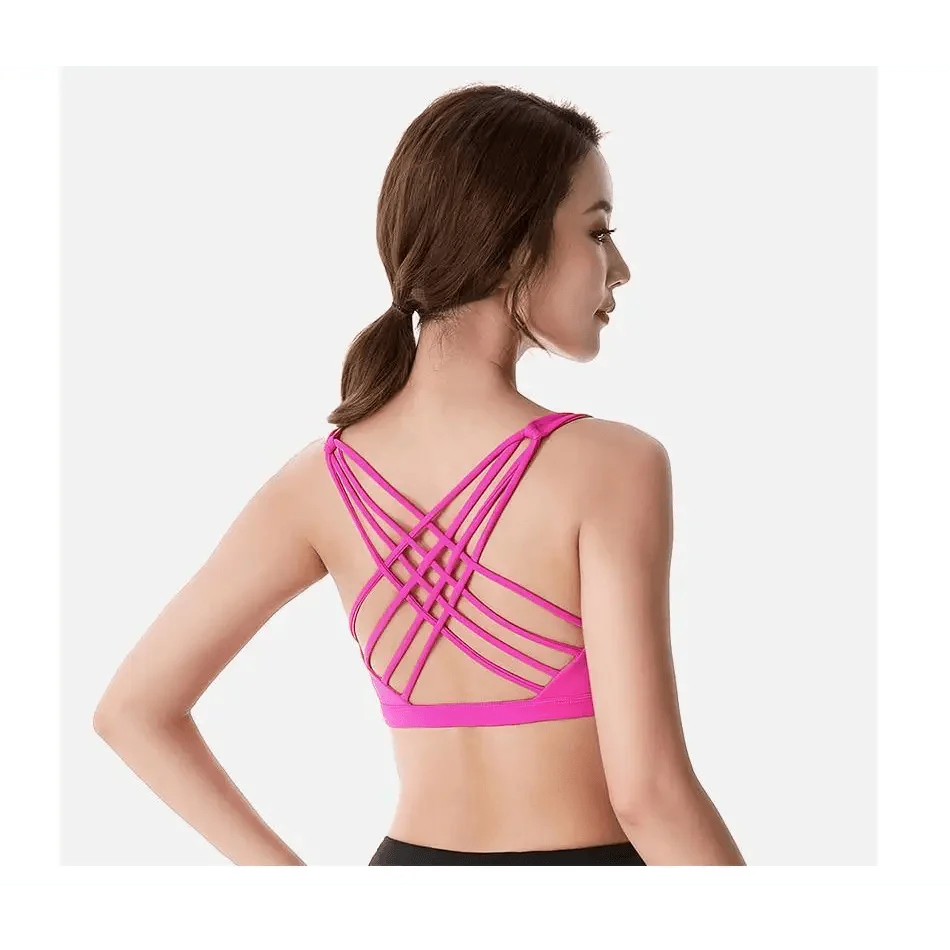 New Elegance Fitness Sports Bra for Women Push Up Wirefree Padded Crisscross Strappy Running Gym Training Workout Yoga Underwear Crop Tops Stevvex