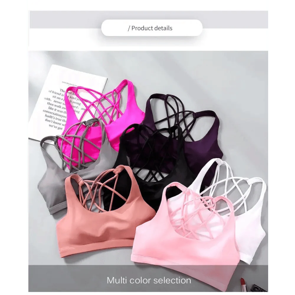 New Elegance Fitness Sports Bra for Women Push Up Wirefree Padded Crisscross Strappy Running Gym Training Workout Yoga Underwear Crop Tops Stevvex
