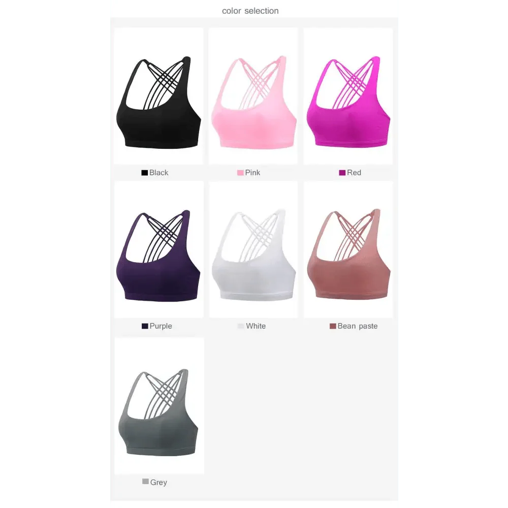 New Elegance Fitness Sports Bra for Women Push Up Wirefree Padded Crisscross Strappy Running Gym Training Workout Yoga Underwear Crop Tops Stevvex