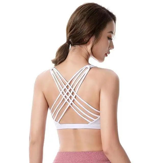 New Elegance Fitness Sports Bra for Women Push Up Wirefree Padded Crisscross Strappy Running Gym Training Workout Yoga Underwear Crop Tops Stevvex