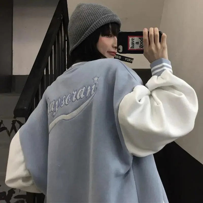 New Elegance Spring Autumn Coat Baseball Bomber Jacket Loose Letter R Men Women Couples Tops Plus Size Jackets Streetwear Stevvex