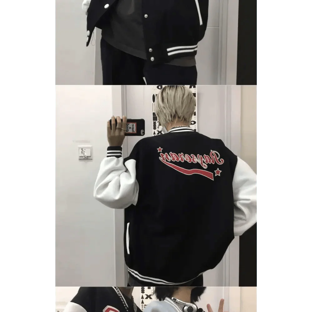 New Elegance Spring Autumn Coat Baseball Bomber Jacket Loose Letter R Men Women Couples Tops Plus Size Jackets Streetwear Stevvex
