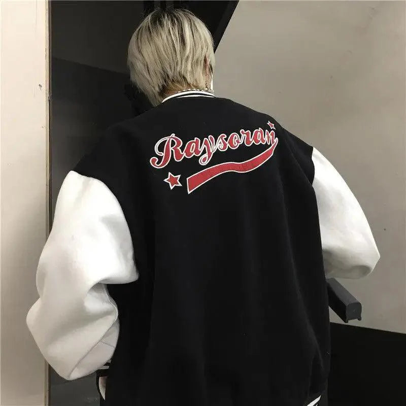 New Elegance Spring Autumn Coat Baseball Bomber Jacket Loose Letter R Men Women Couples Tops Plus Size Jackets Streetwear Stevvex