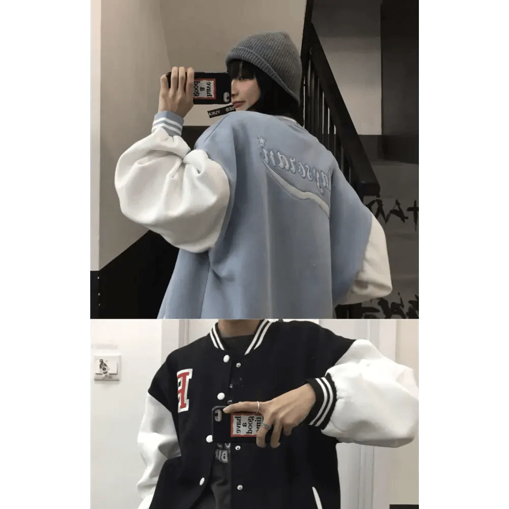 New Elegance Spring Autumn Coat Baseball Bomber Jacket Loose Letter R Men Women Couples Tops Plus Size Jackets Streetwear Stevvex