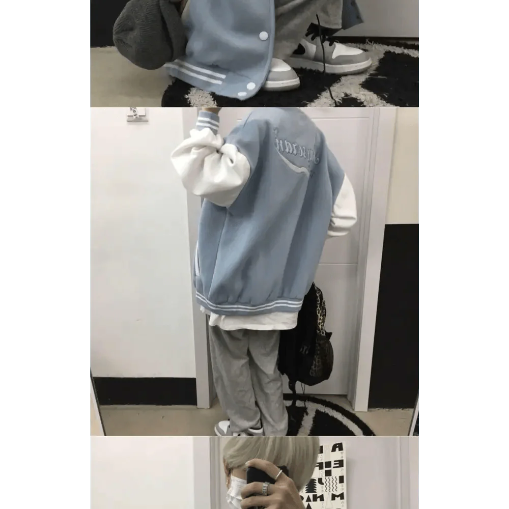 New Elegance Spring Autumn Coat Baseball Bomber Jacket Loose Letter R Men Women Couples Tops Plus Size Jackets Streetwear Stevvex