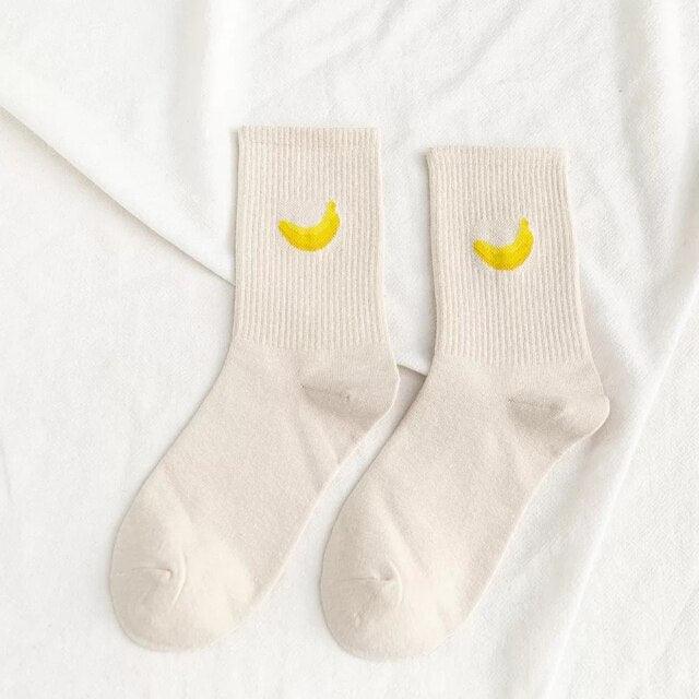 New Elegant Fruit Printed Breathable Cotton Socks Happy Funny Unisex Socks Candy Colors Harajuku Casual Cotton Crew Socks For Men And Women Stevvex