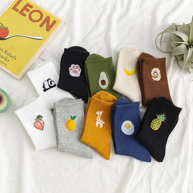 New Elegant Fruit Printed Breathable Cotton Socks Happy Funny Unisex Socks Candy Colors Harajuku Casual Cotton Crew Socks For Men And Women Stevvex
