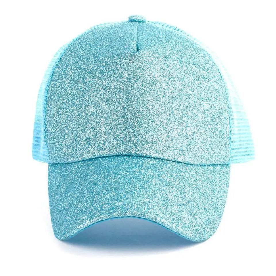 New Elegant Glitter Ponytail Baseball Caps Sequins Shining High Quality Fashionable Cap For Womens Messy Bun Adjustable Snapback Hip Hop Hat Stevvex