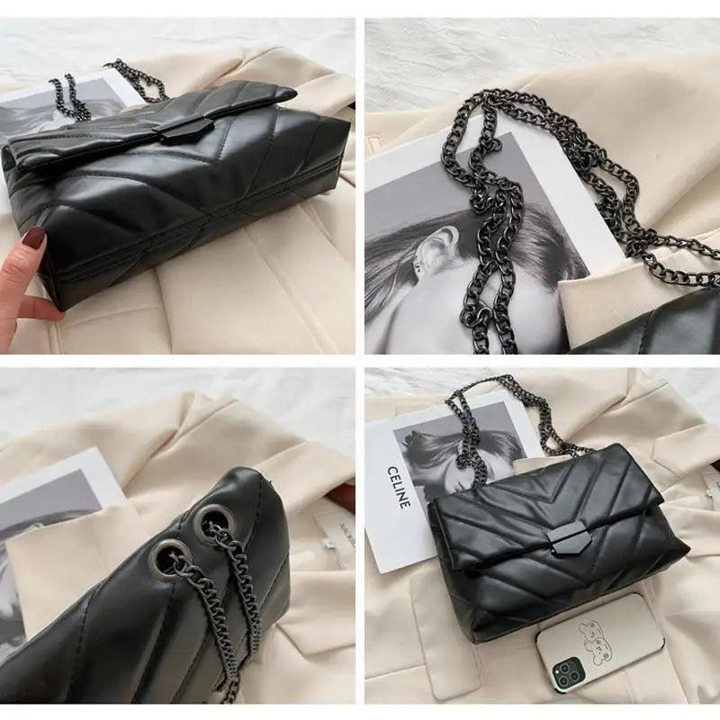 New Famous Casual Chain Crossbody Bags For Women Fashion Simple Shoulder Bag, Designer Handbags PU Leather Messenger Bags For Ladies Stevvex