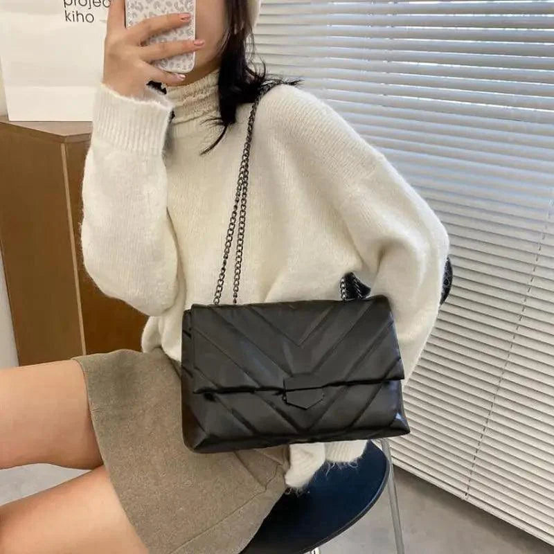 New Famous Casual Chain Crossbody Bags For Women Fashion Simple Shoulder Bag, Designer Handbags PU Leather Messenger Bags For Ladies Stevvex