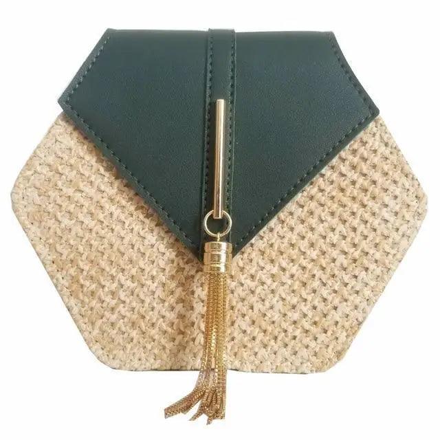 New Famous Mulit Style Straw+leather Handba For Women And Girls  New Fashion Summer Bag Handmade Woven Beach Circle Shoulder Bag Stevvex