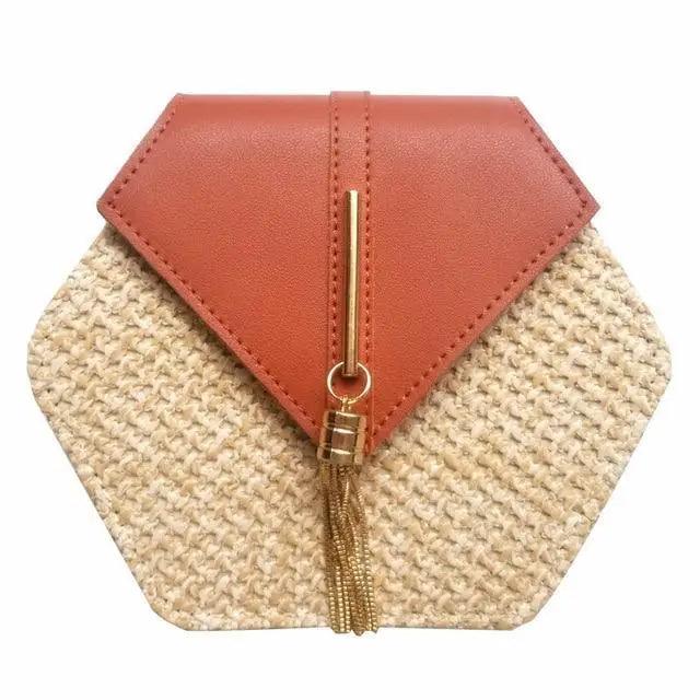 New Famous Mulit Style Straw+leather Handba For Women And Girls  New Fashion Summer Bag Handmade Woven Beach Circle Shoulder Bag Stevvex