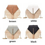 New Famous Mulit Style Straw+leather Handba For Women And Girls  New Fashion Summer Bag Handmade Woven Beach Circle Shoulder Bag Stevvex