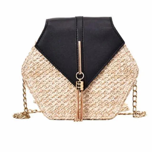 New Famous Mulit Style Straw+leather Handba For Women And Girls  New Fashion Summer Bag Handmade Woven Beach Circle Shoulder Bag Stevvex