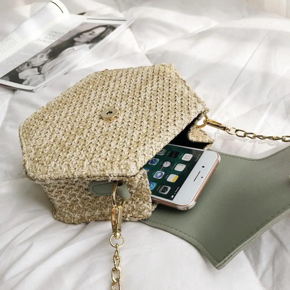 New Famous Mulit Style Straw+leather Handba For Women And Girls  New Fashion Summer Bag Handmade Woven Beach Circle Shoulder Bag Stevvex