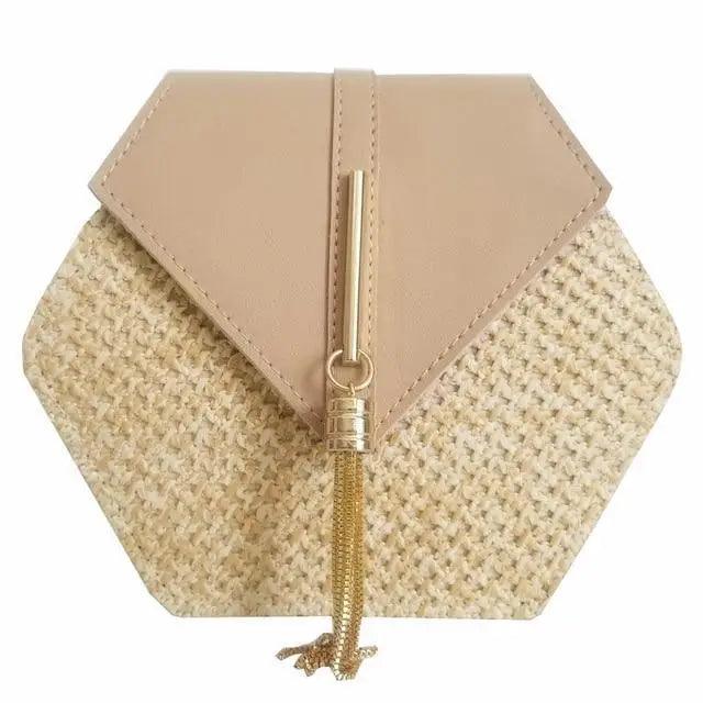 New Famous Mulit Style Straw+leather Handba For Women And Girls  New Fashion Summer Bag Handmade Woven Beach Circle Shoulder Bag Stevvex