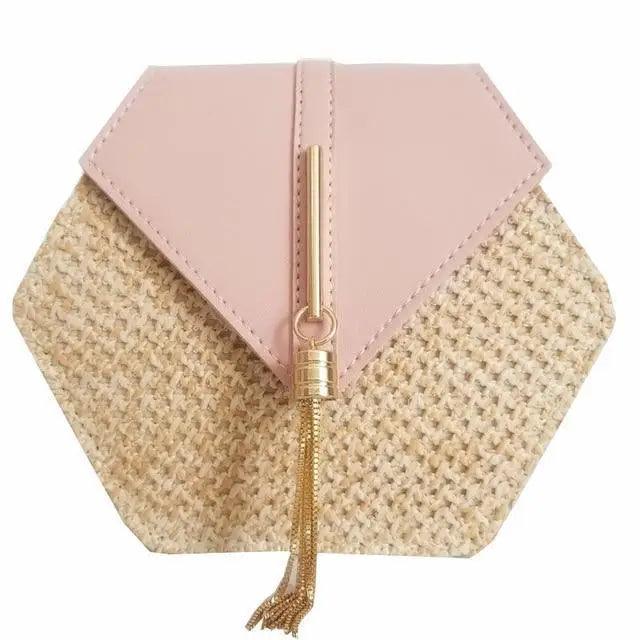 New Famous Mulit Style Straw+leather Handba For Women And Girls  New Fashion Summer Bag Handmade Woven Beach Circle Shoulder Bag Stevvex