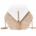 New Famous Mulit Style Straw+leather Handba For Women And Girls  New Fashion Summer Bag Handmade Woven Beach Circle Shoulder Bag Stevvex