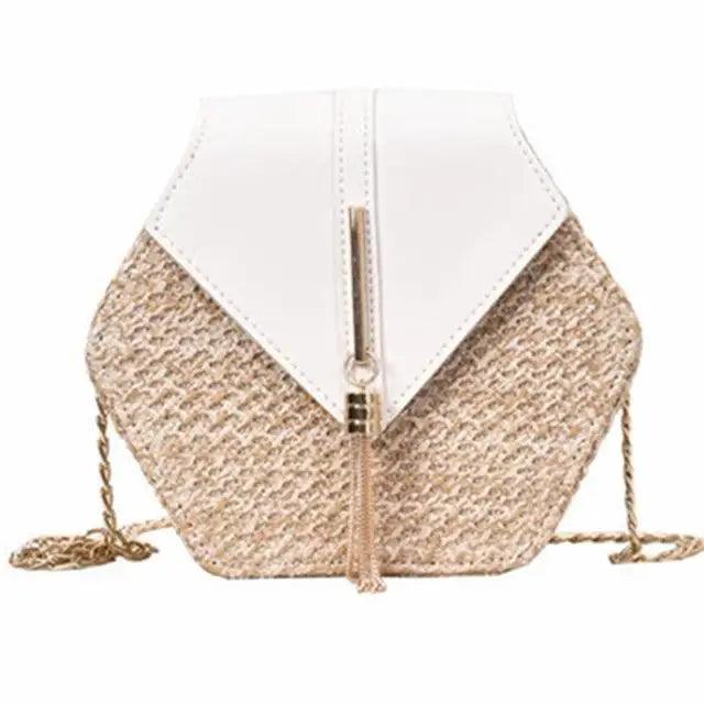 New Famous Mulit Style Straw+leather Handba For Women And Girls  New Fashion Summer Bag Handmade Woven Beach Circle Shoulder Bag Stevvex