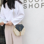 New Famous Mulit Style Straw+leather Handba For Women And Girls  New Fashion Summer Bag Handmade Woven Beach Circle Shoulder Bag Stevvex