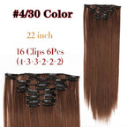 New Fashion 16 Clip In Hair Extension Long Straight Natural Black 6 Pcs/Set 16 Clips 22 Inch Synthetic Hair Piece Wigs For Black Women Cosplay Wigs For Women Stevvex
