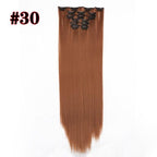 New Fashion 16 Clip In Hair Extension Long Straight Natural Black 6 Pcs/Set 16 Clips 22 Inch Synthetic Hair Piece Wigs For Black Women Cosplay Wigs For Women Stevvex