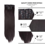 New Fashion 16 Clip In Hair Extension Long Straight Natural Black 6 Pcs/Set 16 Clips 22 Inch Synthetic Hair Piece Wigs For Black Women Cosplay Wigs For Women Stevvex