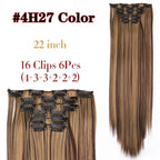 New Fashion 16 Clip In Hair Extension Long Straight Natural Black 6 Pcs/Set 16 Clips 22 Inch Synthetic Hair Piece Wigs For Black Women Cosplay Wigs For Women Stevvex
