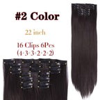 New Fashion 16 Clip In Hair Extension Long Straight Natural Black 6 Pcs/Set 16 Clips 22 Inch Synthetic Hair Piece Wigs For Black Women Cosplay Wigs For Women Stevvex