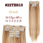 New Fashion 16 Clip In Hair Extension Long Straight Natural Black 6 Pcs/Set 16 Clips 22 Inch Synthetic Hair Piece Wigs For Black Women Cosplay Wigs For Women Stevvex