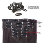 New Fashion 16 Clip In Hair Extension Long Straight Natural Black 6 Pcs/Set 16 Clips 22 Inch Synthetic Hair Piece Wigs For Black Women Cosplay Wigs For Women Stevvex