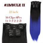 New Fashion 16 Clip In Hair Extension Long Straight Natural Black 6 Pcs/Set 16 Clips 22 Inch Synthetic Hair Piece Wigs For Black Women Cosplay Wigs For Women Stevvex