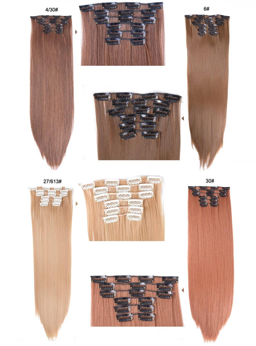 New Fashion 16 Clip In Hair Extension Long Straight Natural Black 6 Pcs/Set 16 Clips 22 Inch Synthetic Hair Piece Wigs For Black Women Cosplay Wigs For Women Stevvex