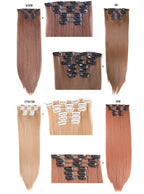 New Fashion 16 Clip In Hair Extension Long Straight Natural Black 6 Pcs/Set 16 Clips 22 Inch Synthetic Hair Piece Wigs For Black Women Cosplay Wigs For Women Stevvex