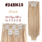 New Fashion 16 Clip In Hair Extension Long Straight Natural Black 6 Pcs/Set 16 Clips 22 Inch Synthetic Hair Piece Wigs For Black Women Cosplay Wigs For Women Stevvex