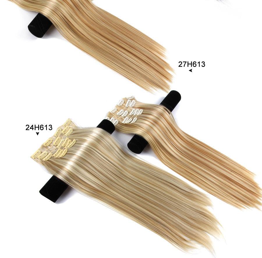 New Fashion 16 Clip In Hair Extension Long Straight Natural Black 6 Pcs/Set 16 Clips 22 Inch Synthetic Hair Piece Wigs For Black Women Cosplay Wigs For Women Stevvex