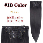 New Fashion 16 Clip In Hair Extension Long Straight Natural Black 6 Pcs/Set 16 Clips 22 Inch Synthetic Hair Piece Wigs For Black Women Cosplay Wigs For Women Stevvex