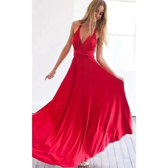 New Fashion Boho Women Multiway Wrap Convertible Maxi Club Red Dress Bandage Long Dress Party Dresses For Women Stevvex