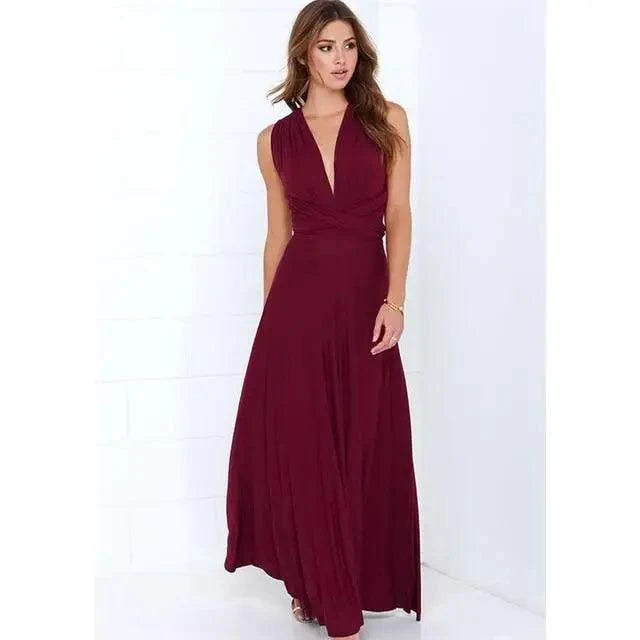 New Fashion Boho Women Multiway Wrap Convertible Maxi Club Red Dress Bandage Long Dress Party Dresses For Women Stevvex