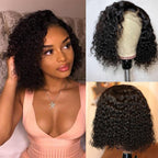 New Fashion Brazilian Curly Bob Wig Human Hair Lace Wigs For Women Short Side Part Curly Human Hair Wig Lace Wigs For Black Women Gifts for Girlfriends Stevvex