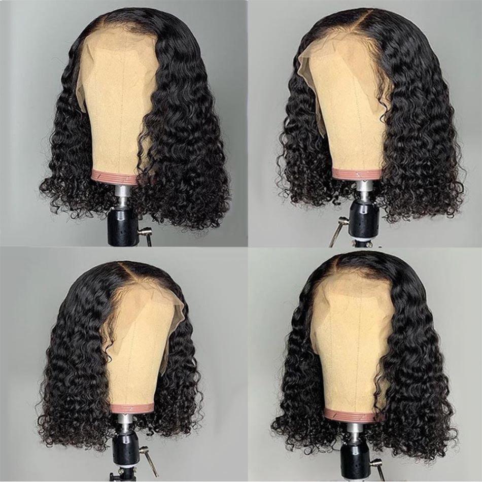 New Fashion Brazilian Curly Bob Wig Human Hair Lace Wigs For Women Short Side Part Curly Human Hair Wig Lace Wigs For Black Women Gifts for Girlfriends Stevvex