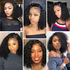 New Fashion Brazilian Curly Bob Wig Human Hair Lace Wigs For Women Short Side Part Curly Human Hair Wig Lace Wigs For Black Women Gifts for Girlfriends Stevvex