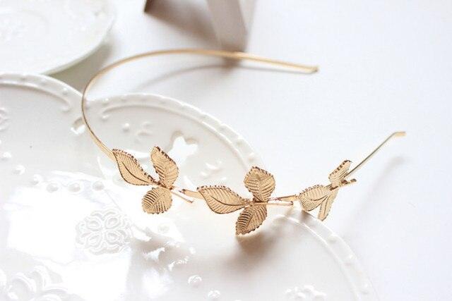 New Fashion Bride beautiful simple generous metal Leaves leaf crown hair band headband Women girls hair Accessories Headdress For Weddings Stevvex