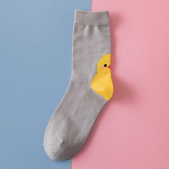 New Fashion Cartoon Socks Animal Print Ducks Cute Socks Cute Pure Cotton Short Socks Funny Duck Casual Socks For Men And Women Stevvex