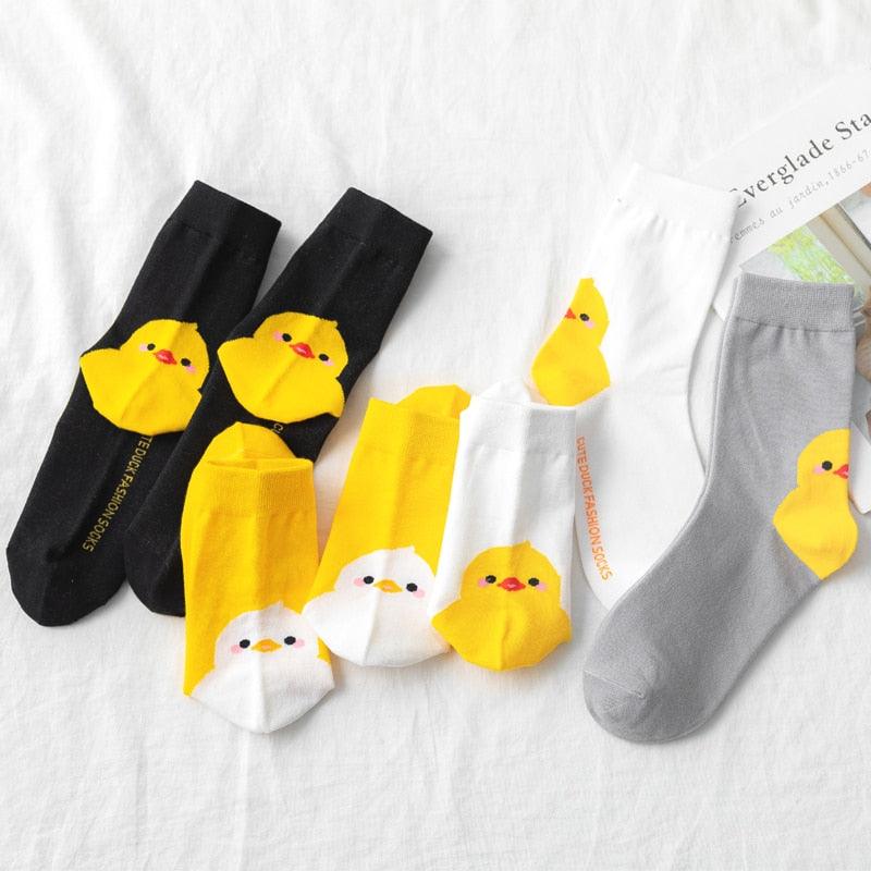 New Fashion Cartoon Socks Animal Print Ducks Cute Socks Cute Pure Cotton Short Socks Funny Duck Casual Socks For Men And Women Stevvex