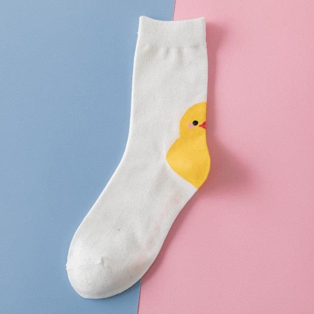 New Fashion Cartoon Socks Animal Print Ducks Cute Socks Cute Pure Cotton Short Socks Funny Duck Casual Socks For Men And Women Stevvex